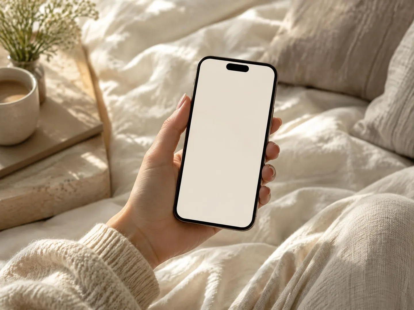 Hand mit Smartphone scannt QR-Karte